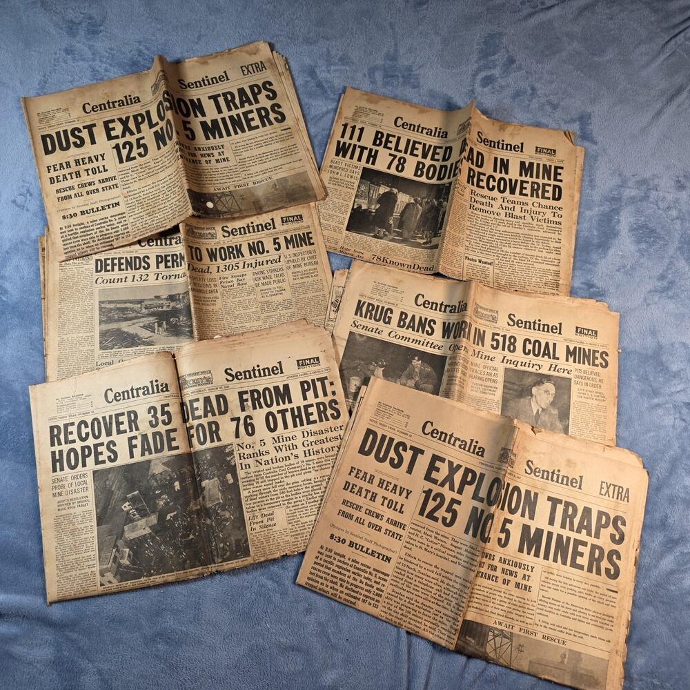 1947 Centralia Sentinel No. 5 Coal Mine Disaster Newspapers Lot of 7 Illinois